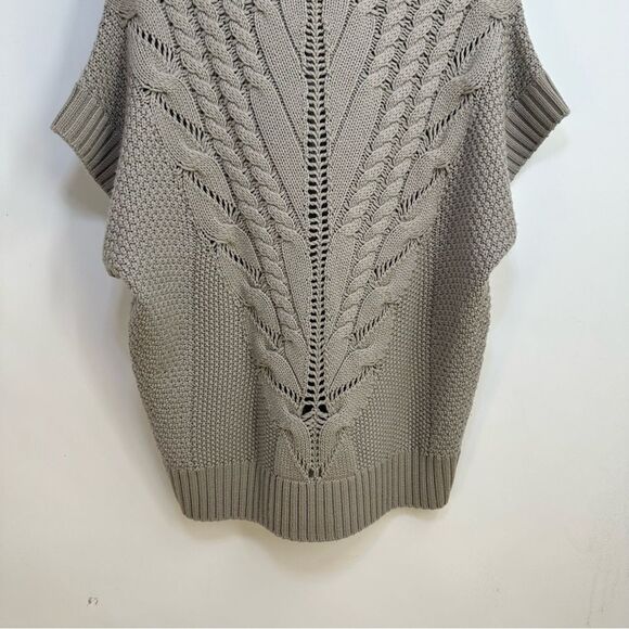 Trina Turk 100% Merino Wool Size Med Cozy Taupe Turtleneck S/S Chunky Sweater - Picture 8 of 12